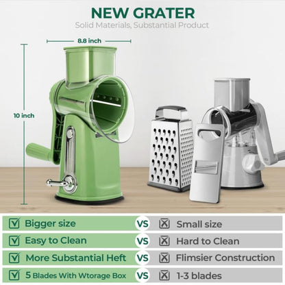 Rotary Cheese Grater with Handle – Fast Vegetable Slicer & Kitchen Food Grater