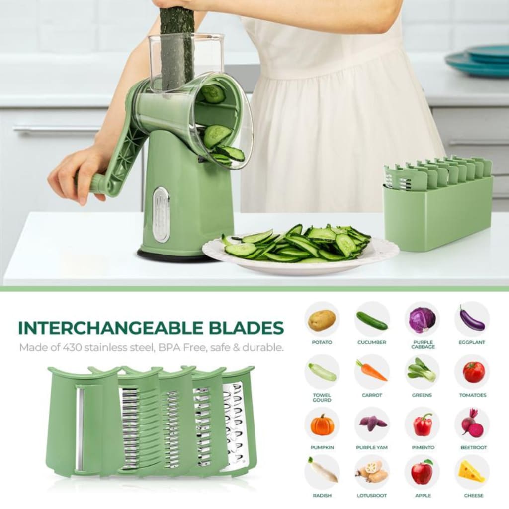 Rotary Cheese Grater with Handle – Fast Vegetable Slicer & Kitchen Food Grater