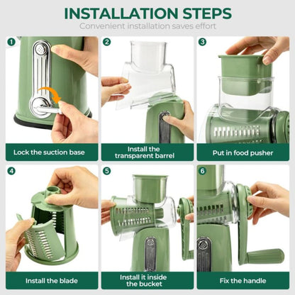 Rotary Cheese Grater with Handle – Fast Vegetable Slicer & Kitchen Food Grater